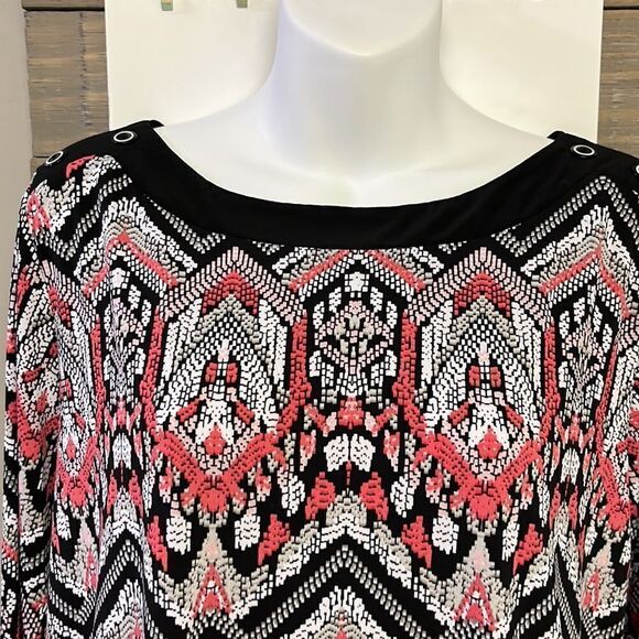 Alfred Dunner Women’s Abstract BoatNeck 3/4 Sleeves Pullover Shirt- LP - Picture 4 of 13